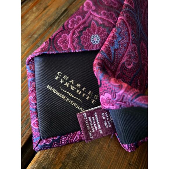CHARLES TYRWHITT Pink Brocade Luxury English Tie (NWT) - Picture 5 of 7